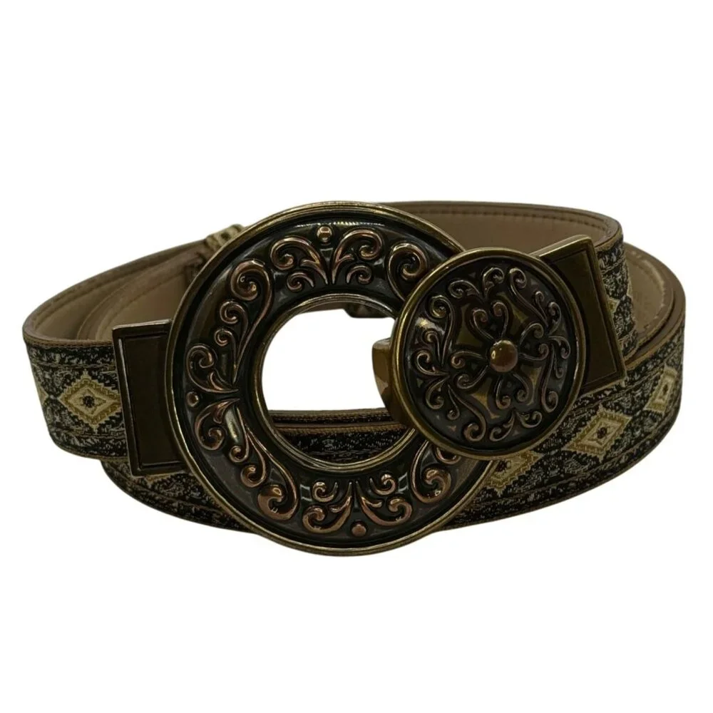 Vintage Chicos Slide Adjustable‎ Belt With Hook Buckle Jacquard Fabric M/L